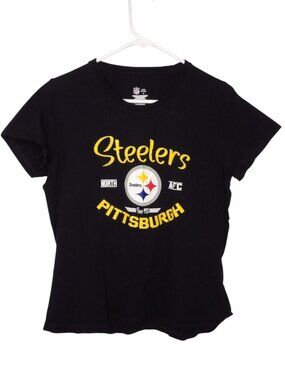 NFL Team Apparel Pittsburgh Steelers Black Short Sleeved Tee Large